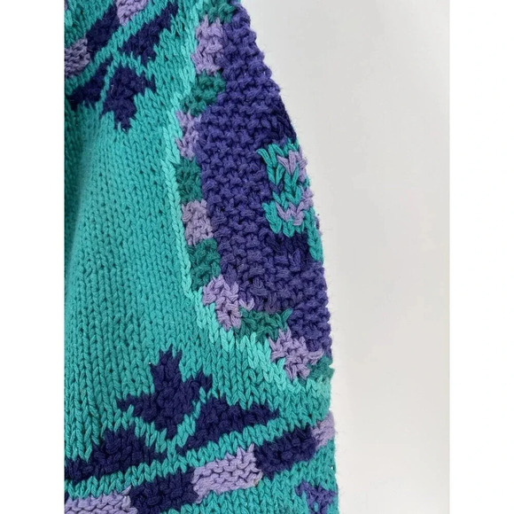 Robert Scott Ltd Women's Pullover Knit Sweater Blue Paisley MEDIUM Hand Knitted - Picture 10 of 15